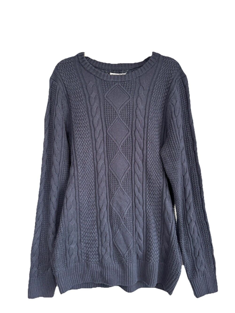 Sonoma Sweater XL Tall Blue Fisherman Crew Neck Cotton Acrylic NWT Men's